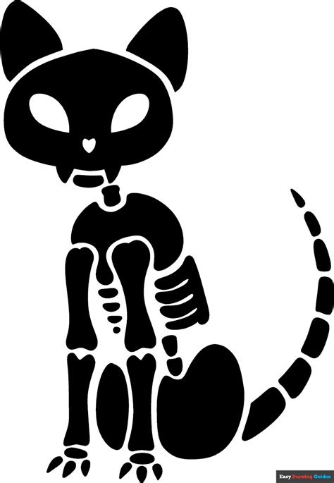 skeleton cat drawing